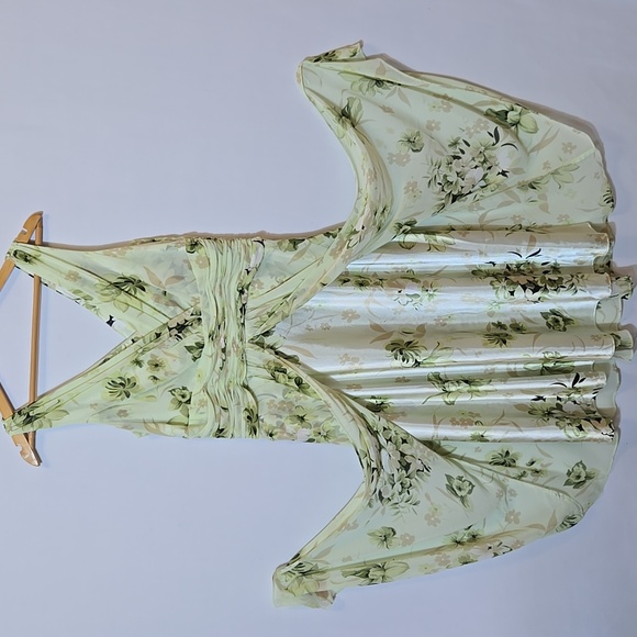 Vintage Coldwater Creek Green Floral Babydoll Dress Size 10 Fairy Y2K Whimsy - Picture 2 of 16